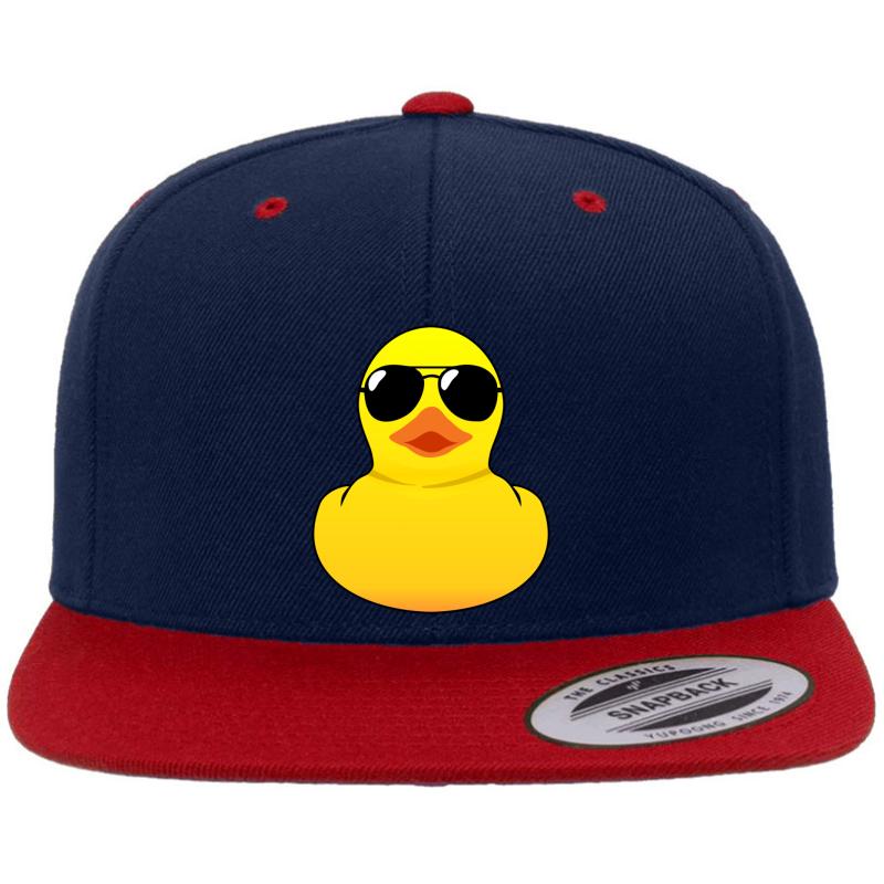 Yellow Cool Rubber Duck Premium Flat Bill Snapback Cap  Navy