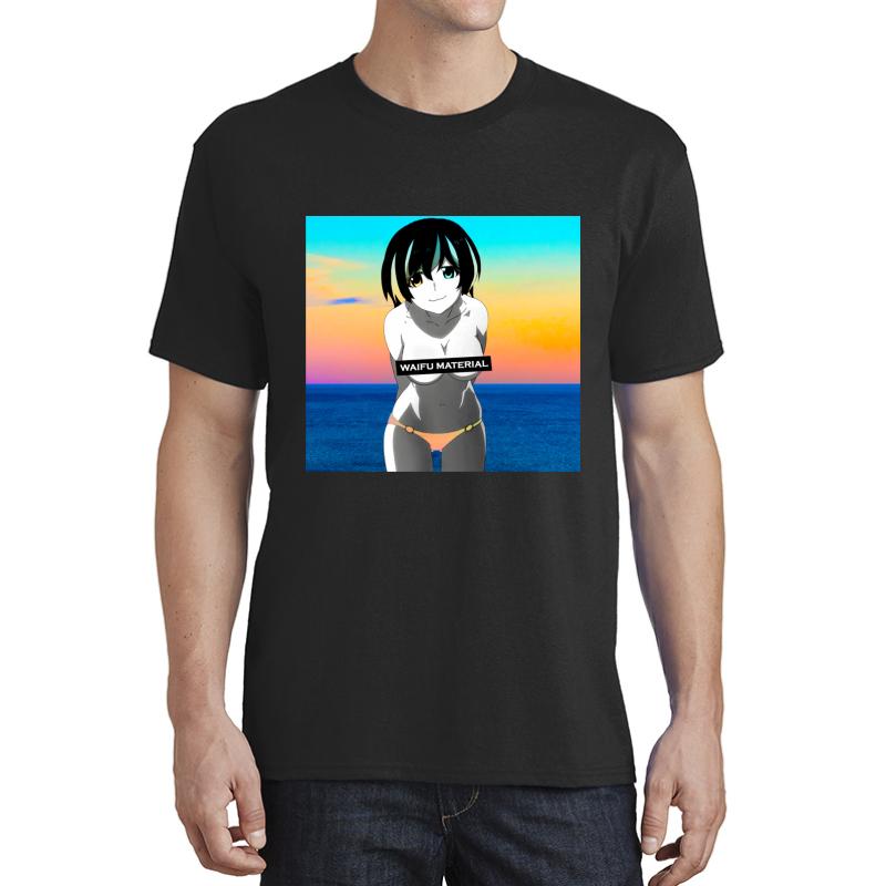 Waifu Material - Anime Girl Hanekawa Tsubasa Monogatari  Unisex T-Shirt Men Black