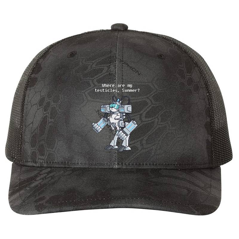 Where Are My Testicles - Mecha Snuffles - Rick And Morty Premium Flat Bill Snapback Caps