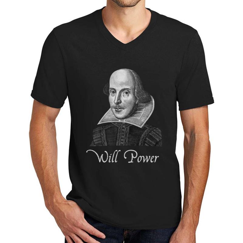 William Shakespeare Will Power Unisex V-Neck T-Shirt Men Black