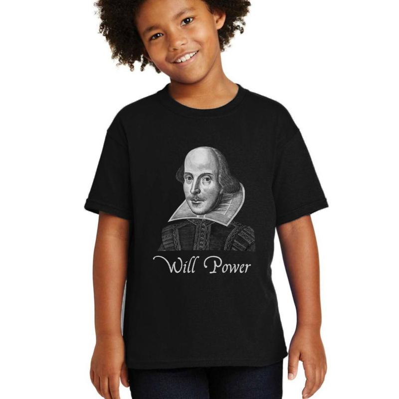 William Shakespeare Will Power Youth T-Shirt Boy Black