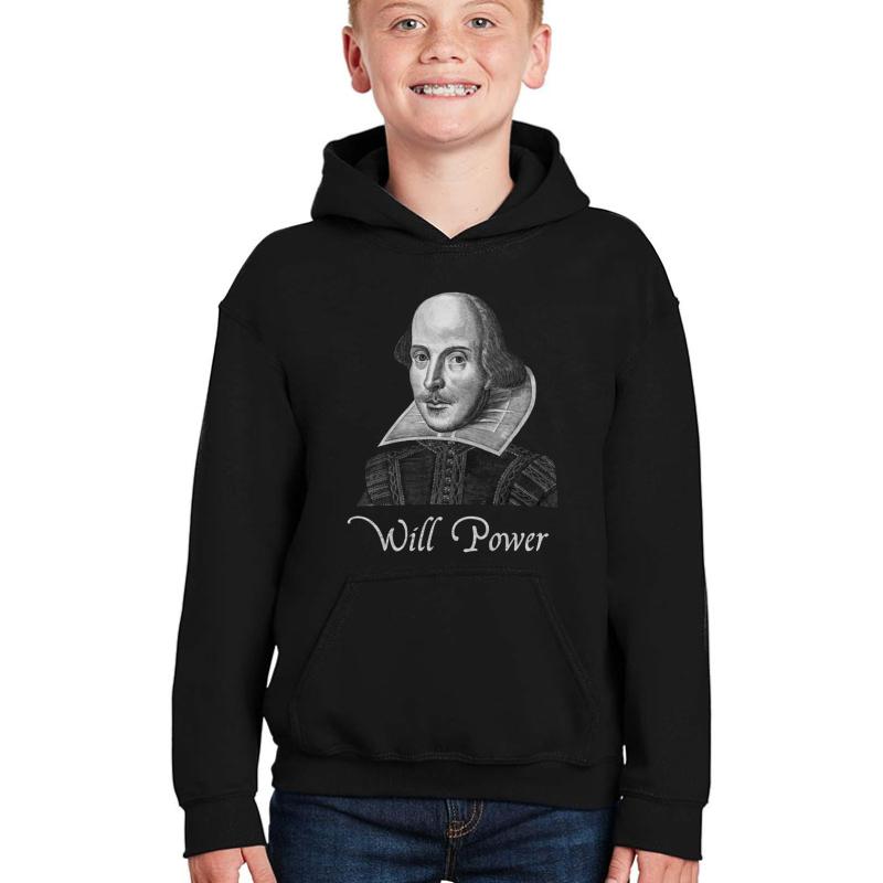 William Shakespeare Will Power Youth Hooded Sweatshirt Boy Black