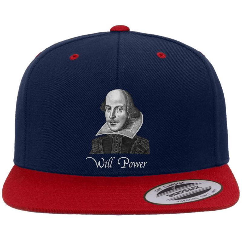 William Shakespeare Will Power Premium Flat Bill Snapback Cap  Navy