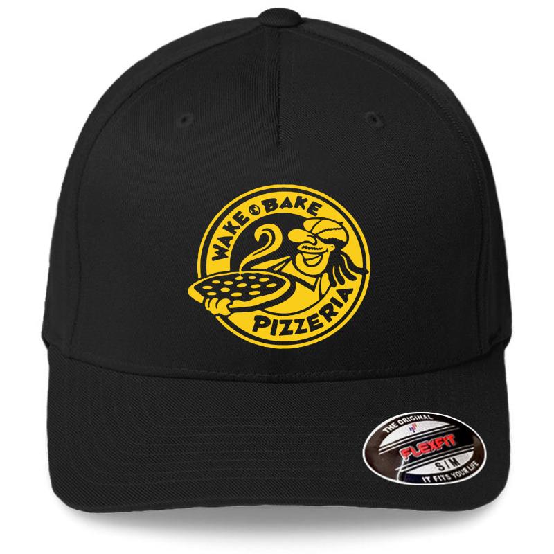 Wake & Bake Pizzeria Flexfit Baseball Cap  Black