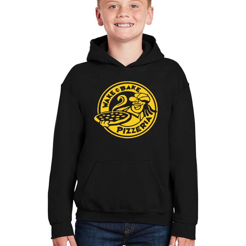 Wake & Bake Pizzeria Youth Hooded Sweatshirt Boy Black