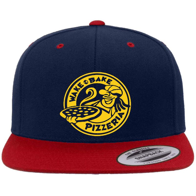 Wake & Bake Pizzeria Premium Flat Bill Snapback Cap  Navy