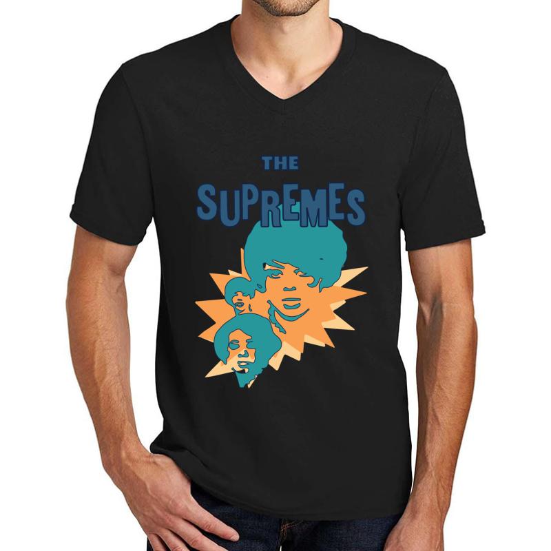 The Supremes Diana Ross Vintage 1970S 70S Motown Funk Unisex V-Neck T-Shirt Men Black