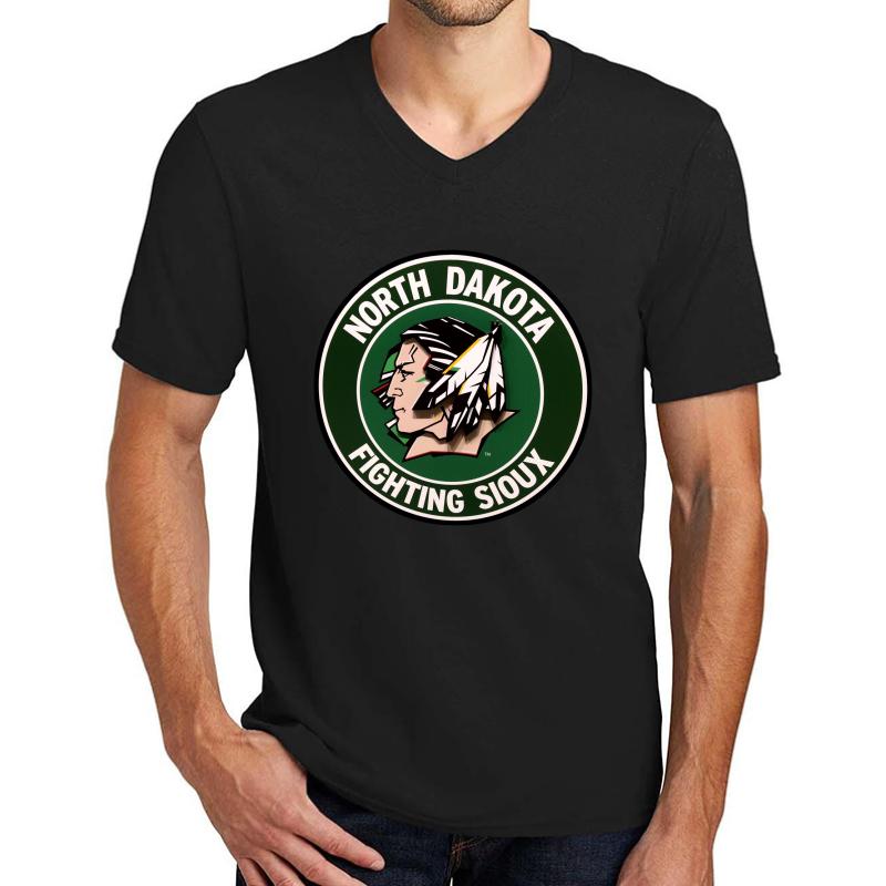 Und Fighting Sioux Hockey Unisex V-Neck T-Shirt Men Black