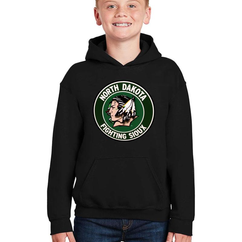 Und Fighting Sioux Hockey Youth Hooded Sweatshirt Boy Black