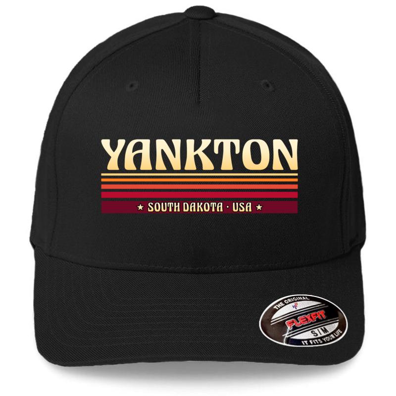 Yankton Sd South Dakota - City Souvenir Logo Design Flexfit Baseball Cap  Black