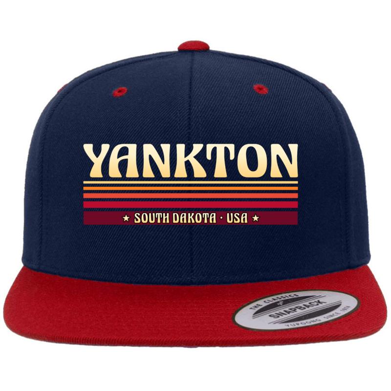 Yankton Sd South Dakota - City Souvenir Logo Design Premium Flat Bill Snapback Cap  Navy