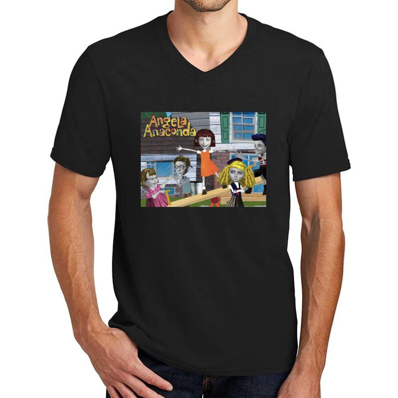 Angela Anaconda Unisex V-Neck T-Shirt Men Black