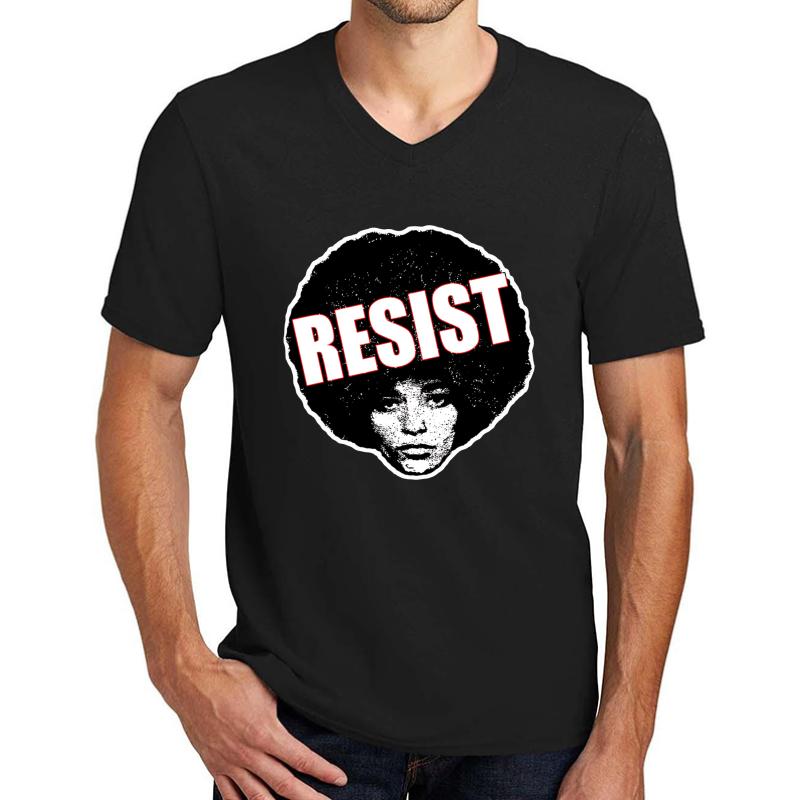 Angela Davis - Resist Black Version  Unisex V-Neck T-Shirt Men Black