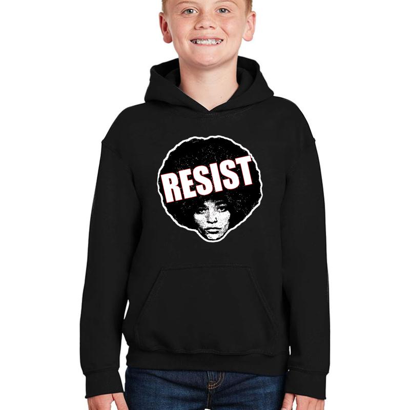 Angela Davis - Resist Black Version  Youth Hooded Sweatshirt Boy Black