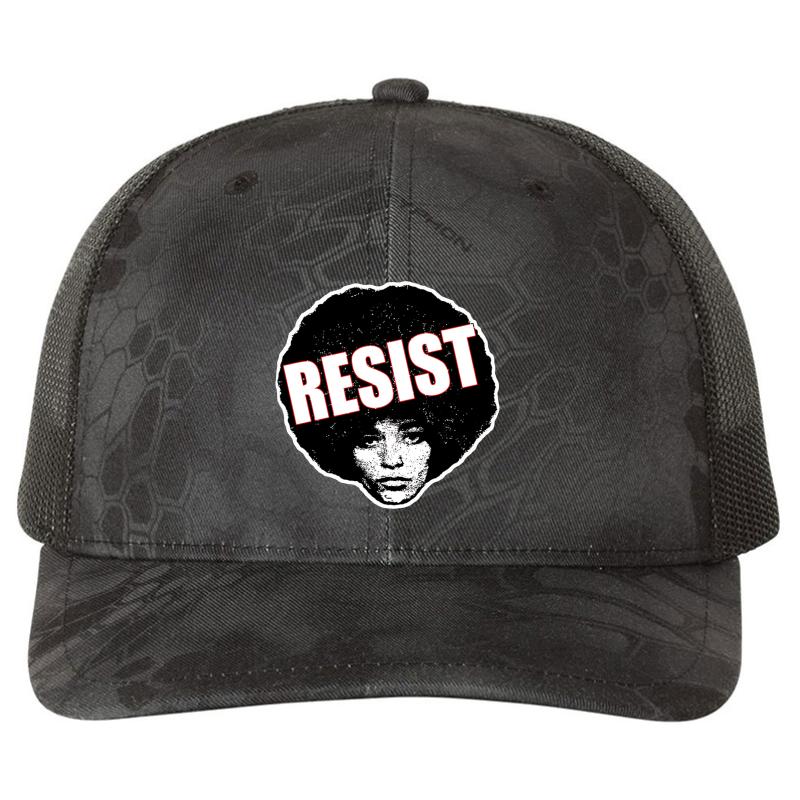 Angela Davis - Resist Black Version  Richardson Premium Trucker Snapback Cap  Kryptek Typhon Black