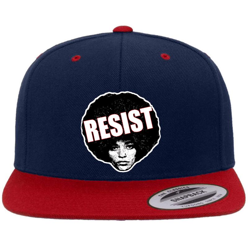 Angela Davis - Resist Black Version  Premium Flat Bill Snapback Cap  Navy