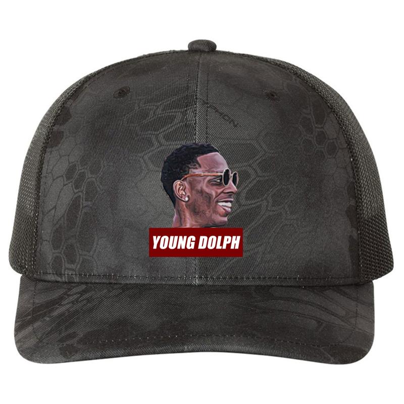 Young Dolph Richardson Premium Trucker Snapback Cap  Kryptek Typhon Black