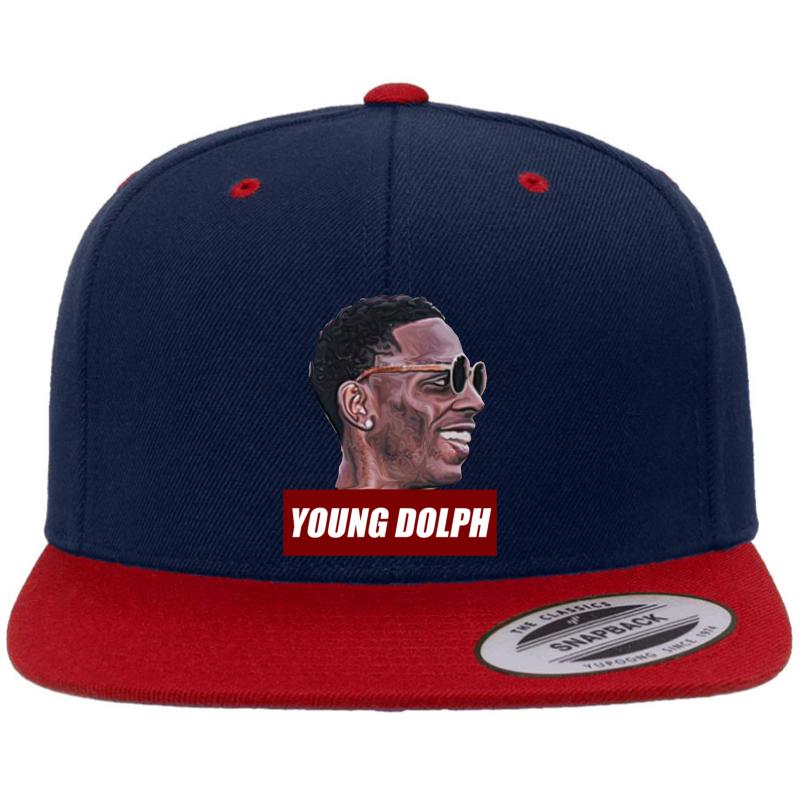 Young Dolph Premium Flat Bill Snapback Cap  Navy