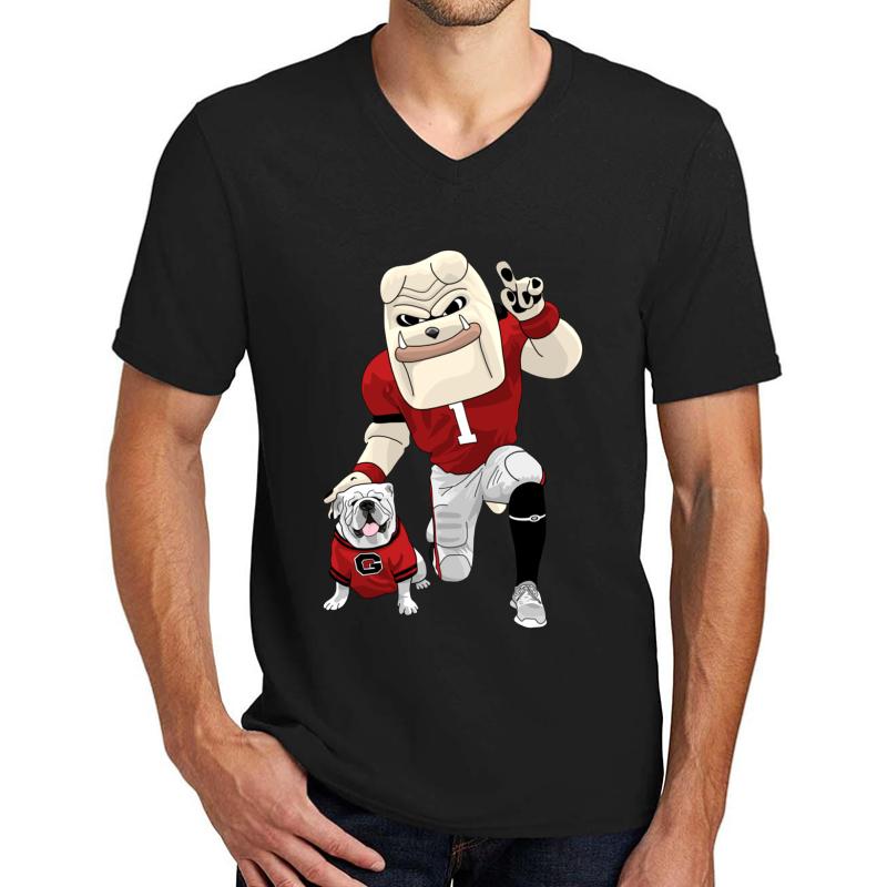 Uga & Hairy Dawg Unisex V-Neck T-Shirt Men Black