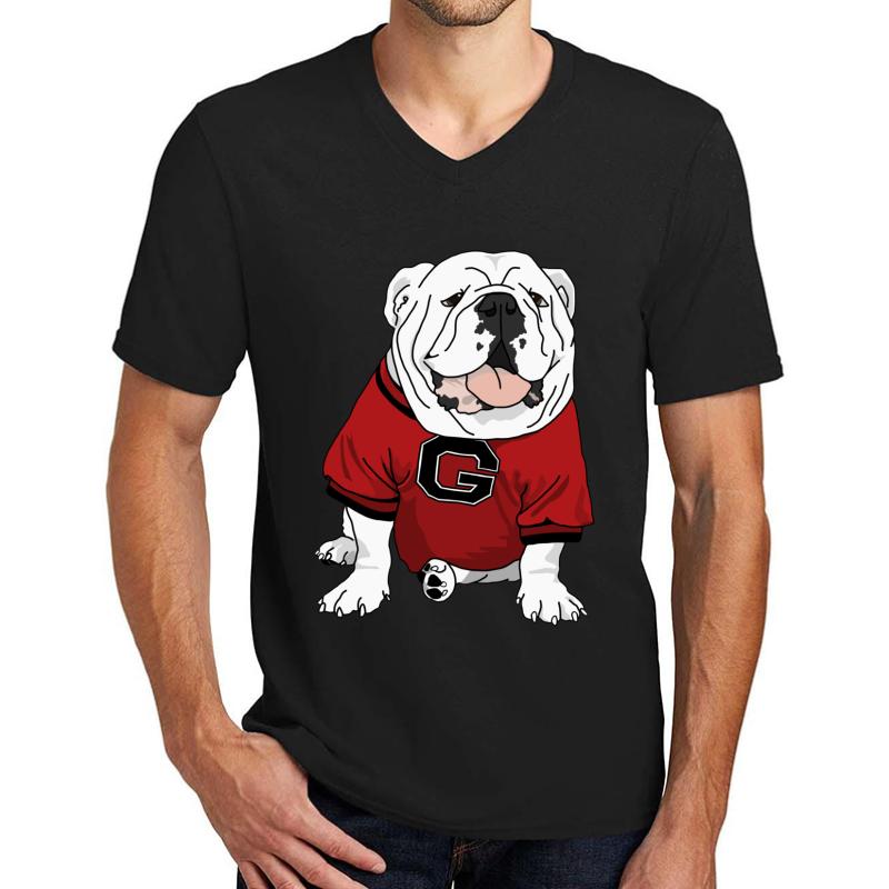 Uga Bulldog Unisex V-Neck T-Shirt Men Black