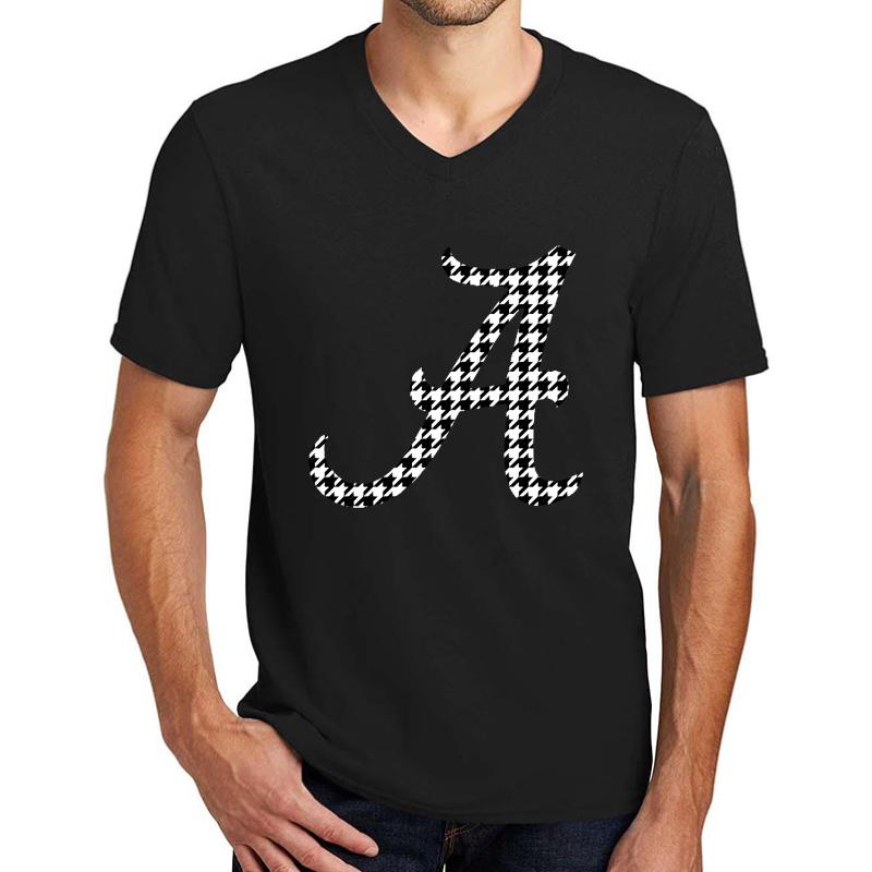 Alabama Houndstooth Unisex V-Neck T-Shirt Men Black