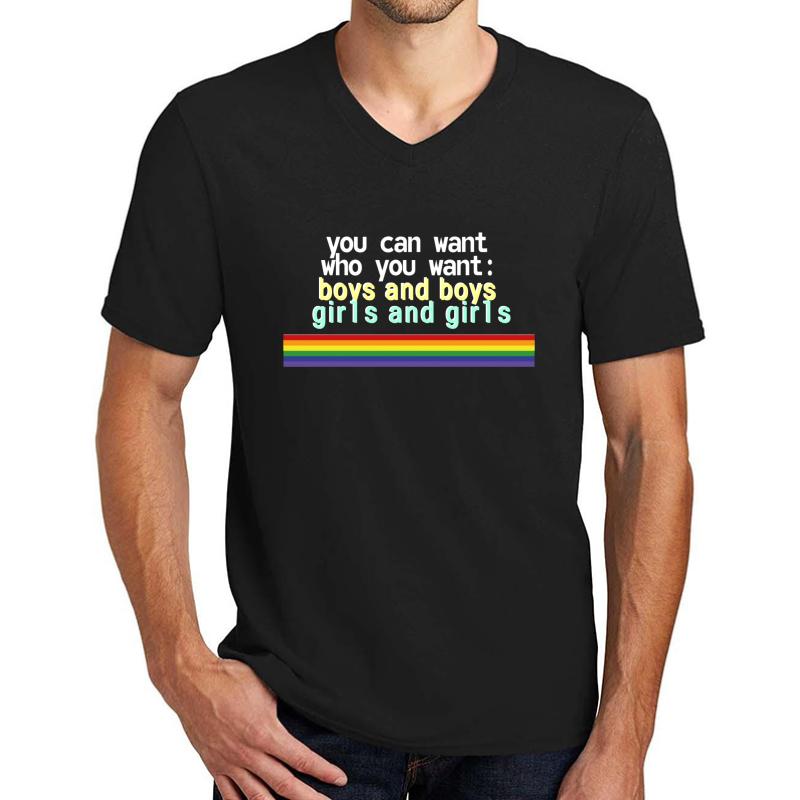 You Can Want Who You Want; Taylor Swift Lyrics Lgbtq Unisex V-Neck T-Shirt Men Black