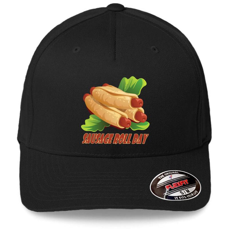 5Th June - Sausage Roll Day Flexfit Baseball Cap  Black