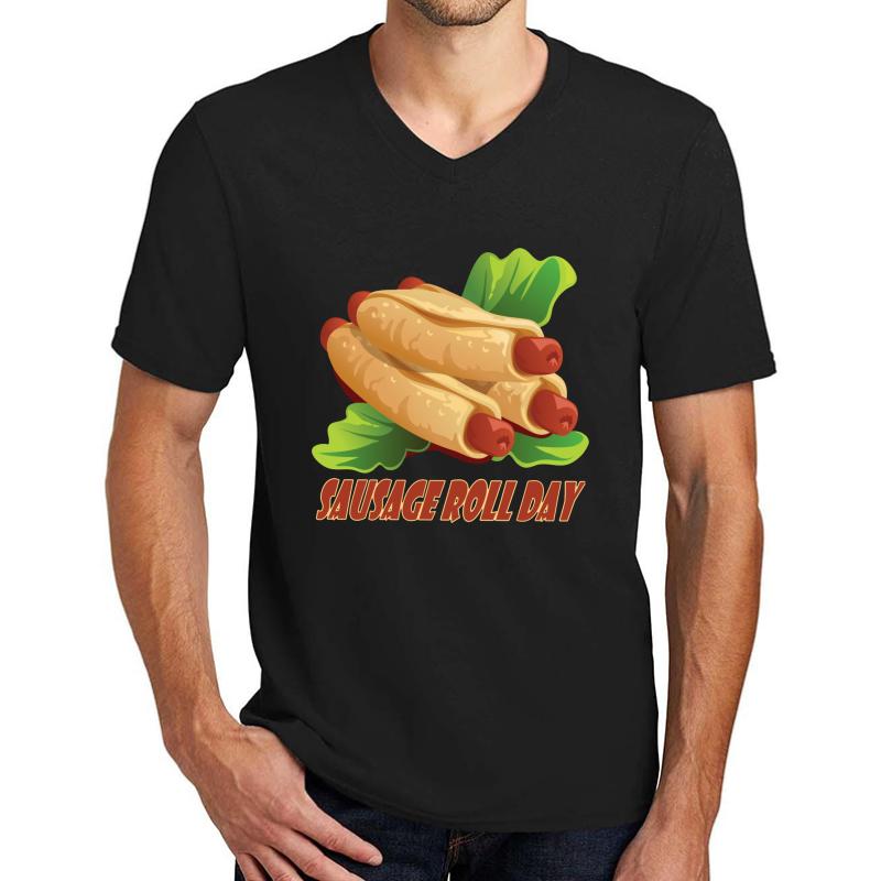 5Th June - Sausage Roll Day Unisex V-Neck T-Shirt Men Black