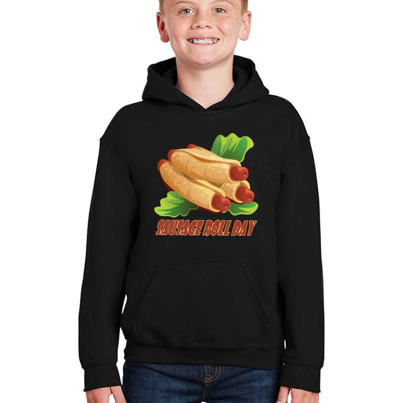 5Th June - Sausage Roll Day Youth Hooded Sweatshirt Boy Black