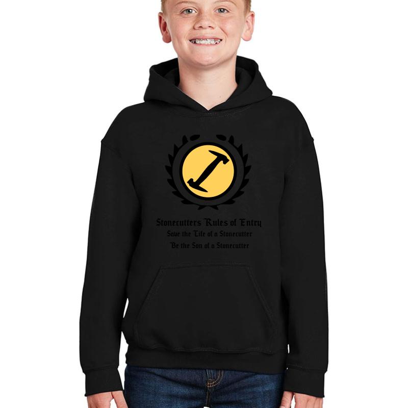 The Simpsons - Stonecutters - Rules Of Entry Youth Hooded Sweatshirt Boy Black