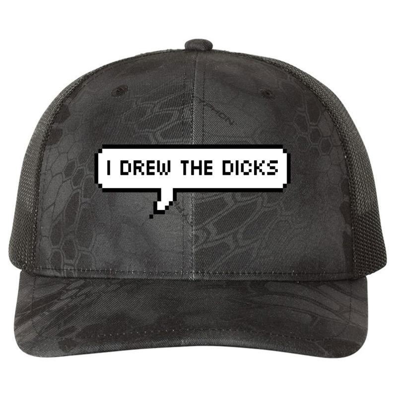 American Vandal - I Drew The Dicks Richardson Premium Trucker Snapback Cap  Kryptek Typhon Black