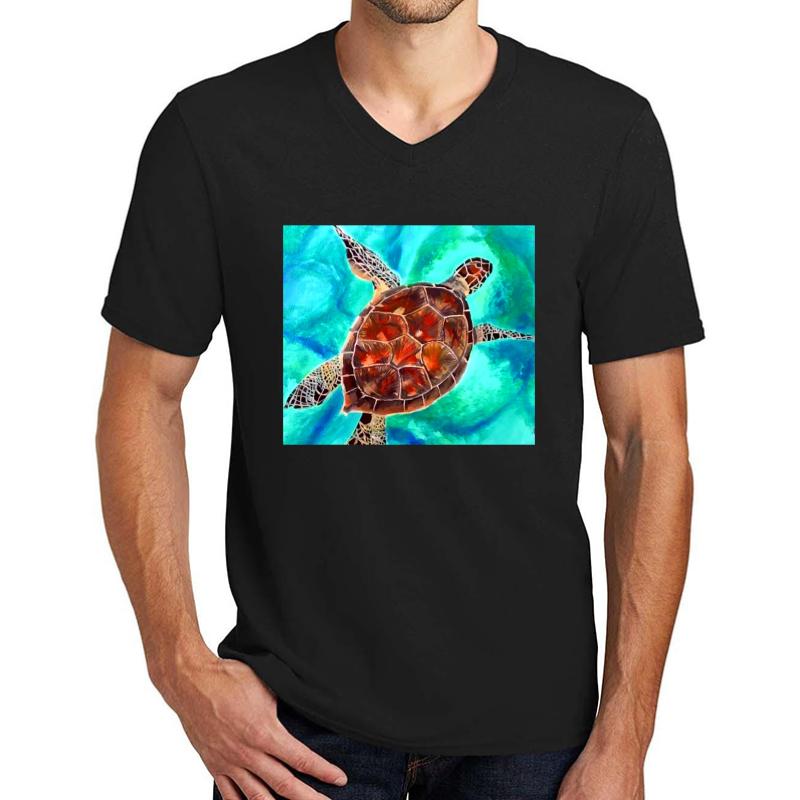 Water Turtle Unisex V-Neck T-Shirt Men Black