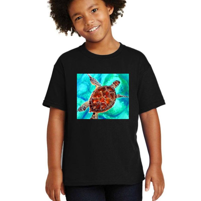 Water Turtle Youth T-Shirt Boy Black