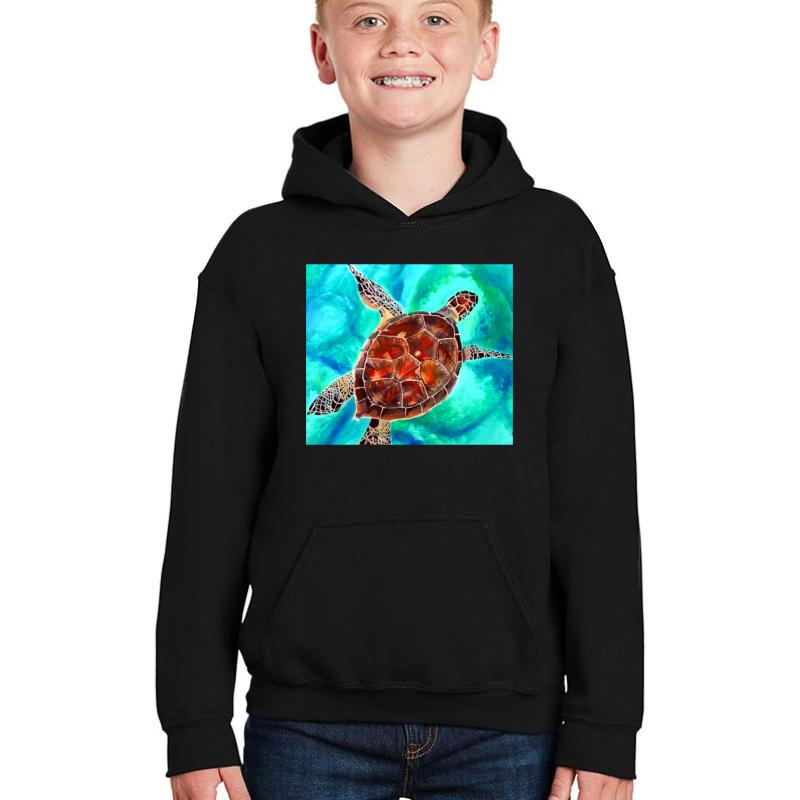 Water Turtle Youth Hooded Sweatshirt Boy Black