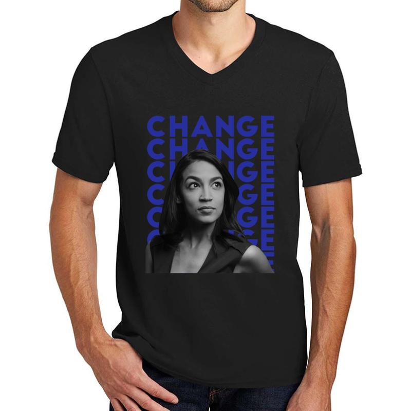 Aoc Change Unisex V-Neck T-Shirt Men Black