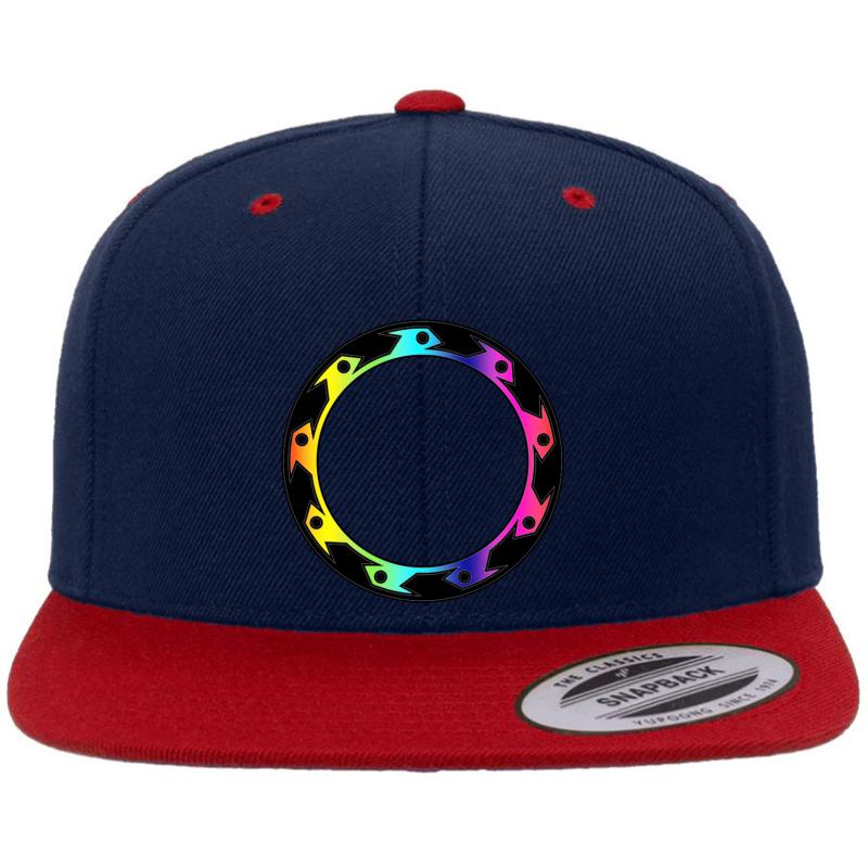 Xena Rainbow Chakram Premium Flat Bill Snapback Cap  Navy