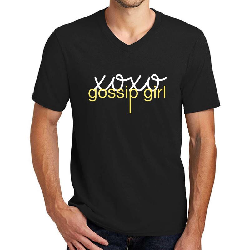 Xoxo Gossip Girl Unisex V-Neck T-Shirt Men Black