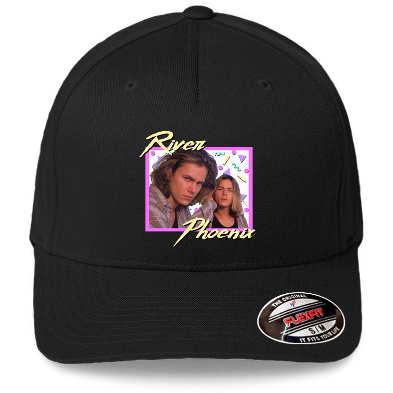 80S River Phoenix Flexfit Baseball Cap  Black