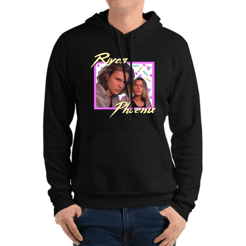 80S River Phoenix Unisex Hooded Sweatshirt Men Black