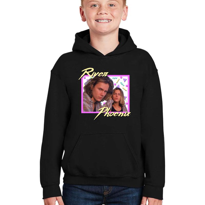 80S River Phoenix Youth Hooded Sweatshirt Boy Black