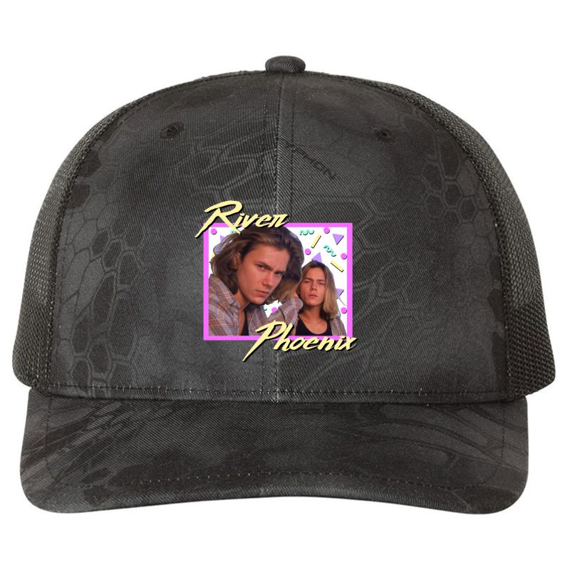 80S River Phoenix Richardson Premium Trucker Snapback Cap  Kryptek Typhon Black