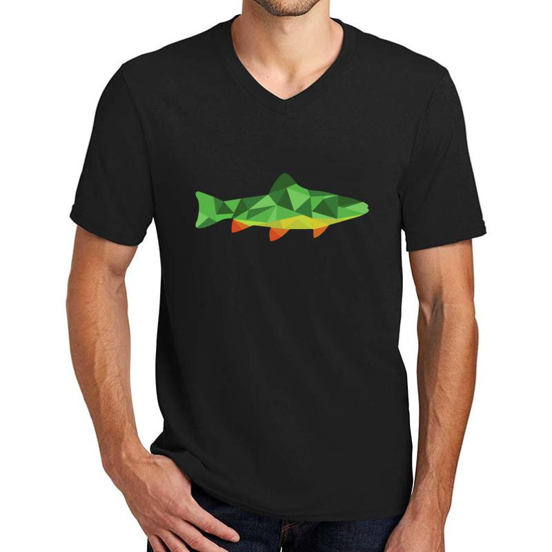 Trout Fish Unisex V-Neck T-Shirt Men Black