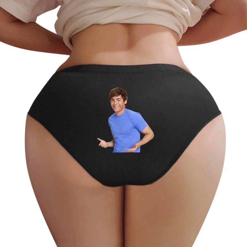 Zac Efron - Troy Bolton Shrug Meme - 2 Women Underwear Panties Women Black