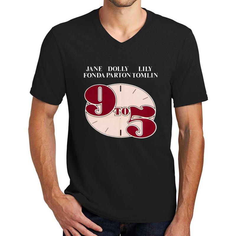 9 To 5 - Jane Fonda & Dolly Parton Unisex V-Neck T-Shirt Men Black