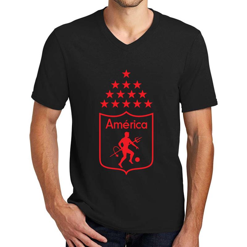 America De Cali La Mechita Unisex V-Neck T-Shirt Men Black