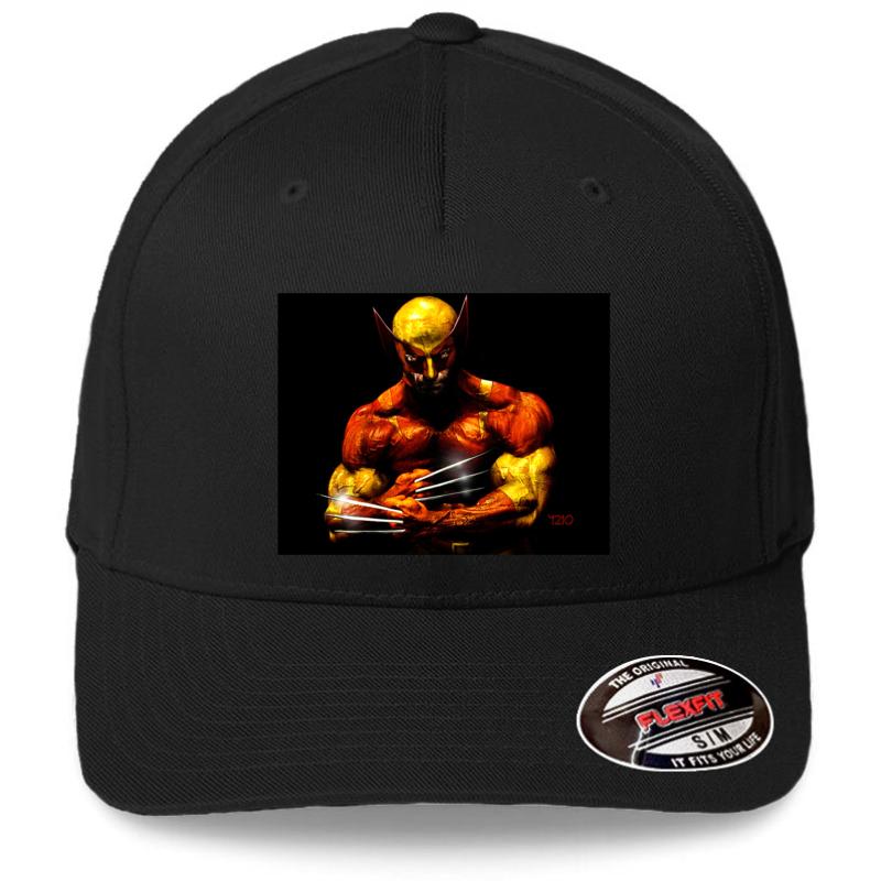 Wolverine Photo Manipulation Artwork Flexfit Baseball Cap  Black