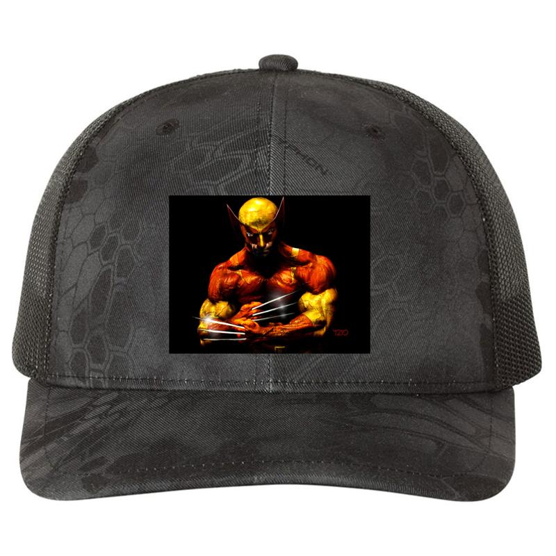 Wolverine Photo Manipulation Artwork Richardson Premium Trucker Snapback Cap  Kryptek Typhon Black