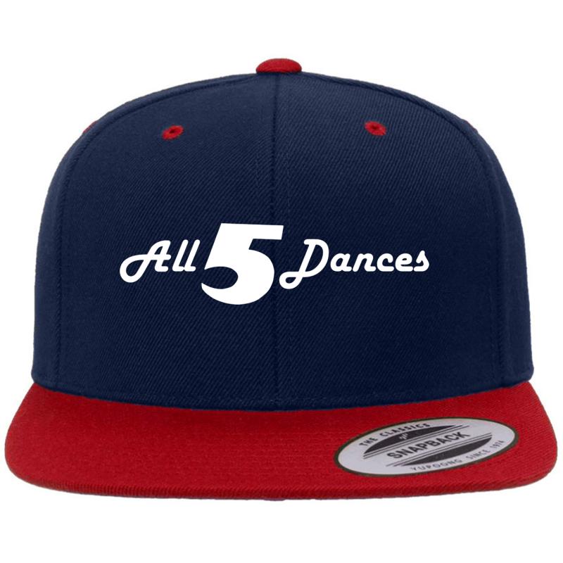 All 5 Dances Premium Flat Bill Snapback Cap  Navy