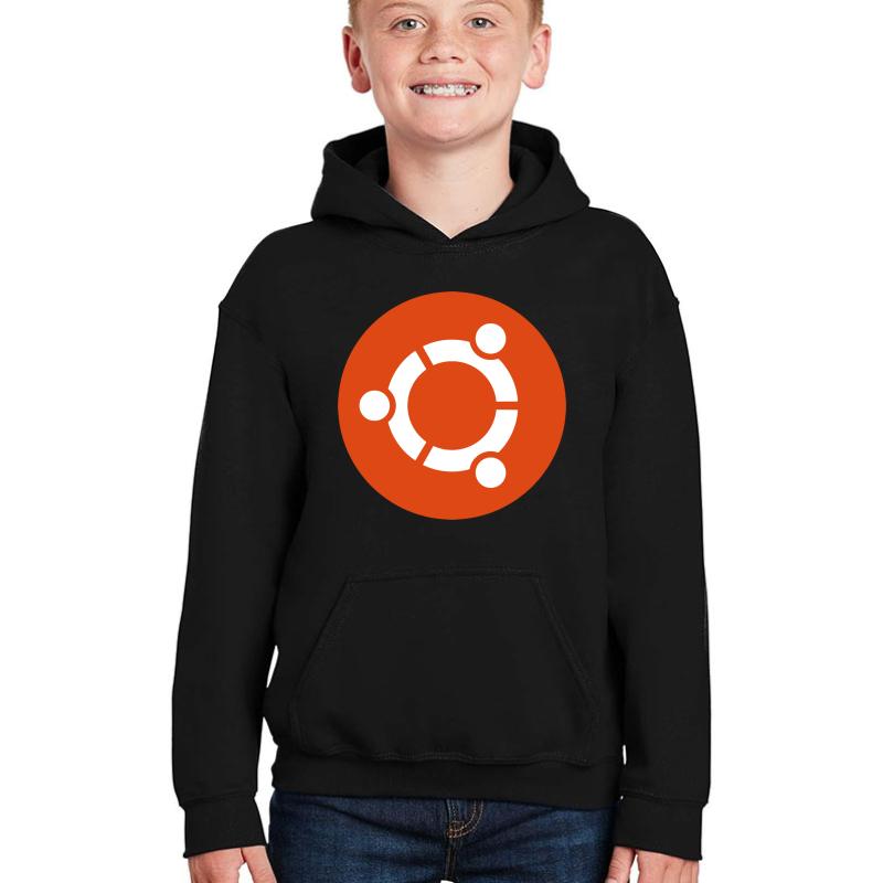 Ubuntu Logo Youth Hooded Sweatshirt Boy Black