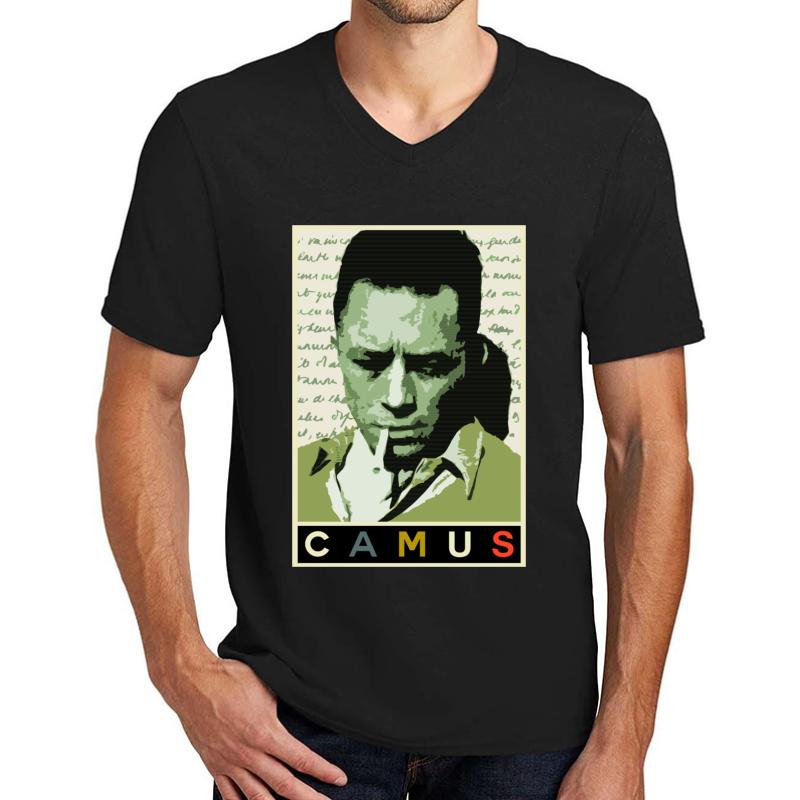 Albert Camus Unisex V-Neck T-Shirt Men Black